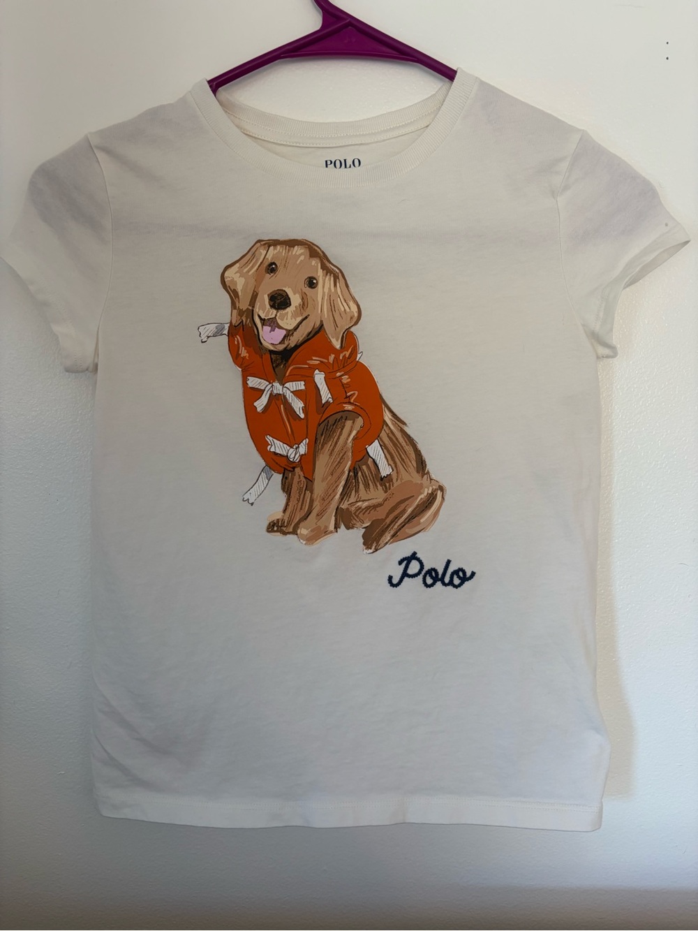 Polo by Ralph Lauren Cream Tee with Orange Dog Illustration with Skort